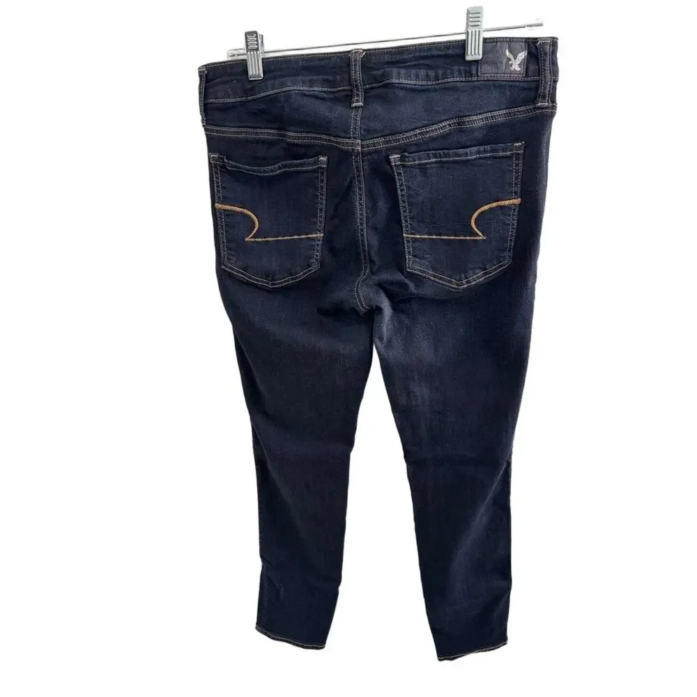 American Eagle Outfitters Jegging Jeans Super Stretch Dark Wash Women's 12 Short - Picture 3 of 12